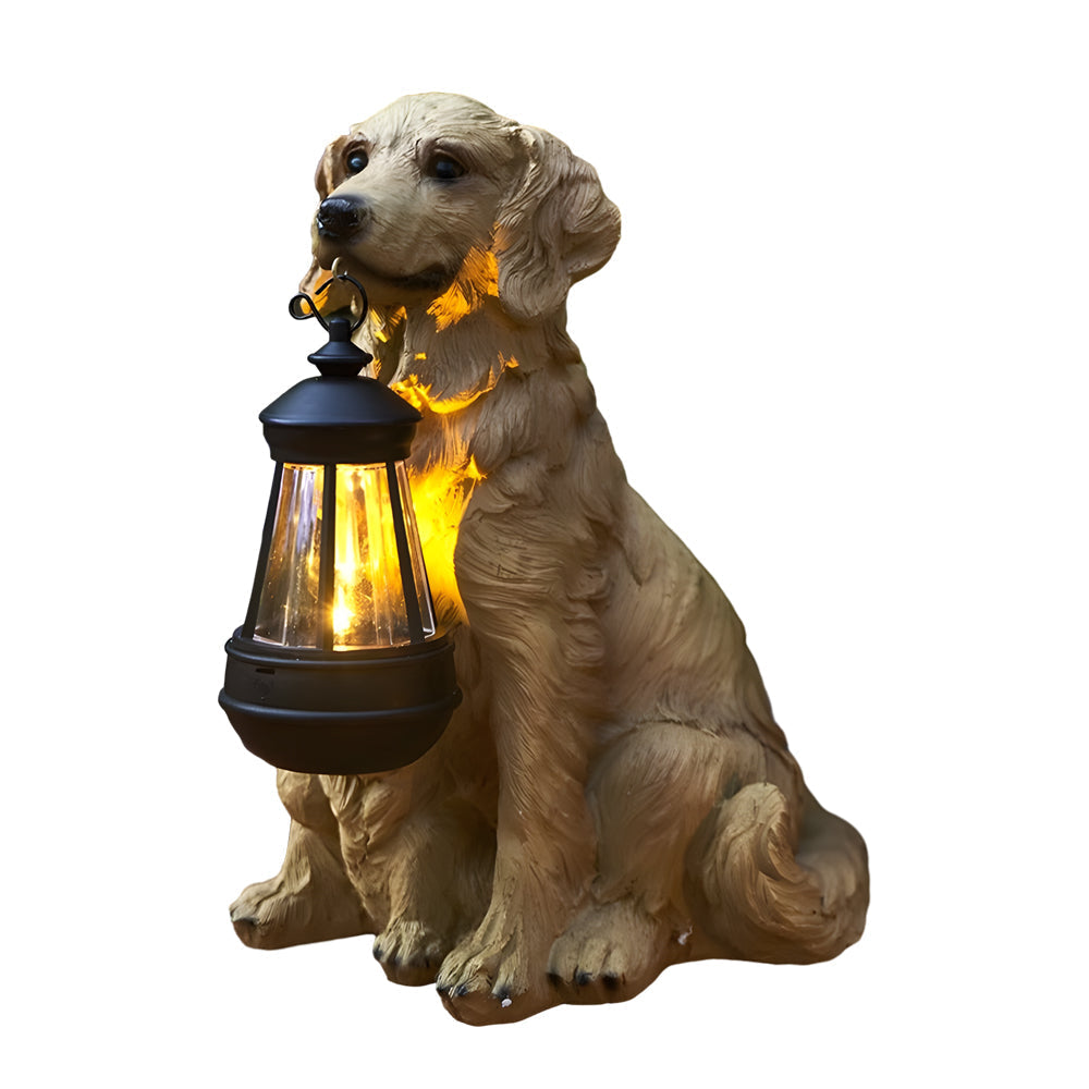 Dog Solar Light Statue - Modern Resin Landscape Lighting