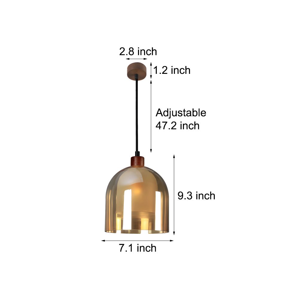 Double Glass Pendant Light - Creative Wood Brown Nordic Fixture