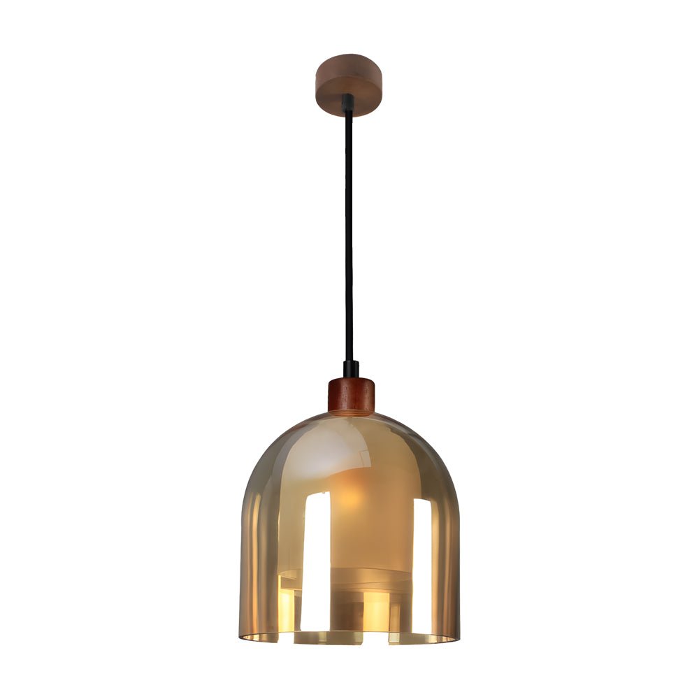 Double Glass Pendant Light - Creative Wood Brown Nordic Fixture
