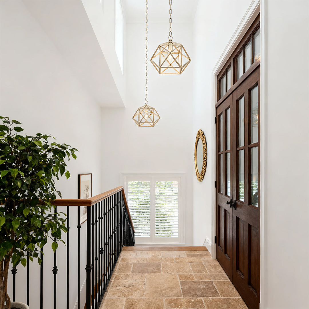 Gold Metal Pendant Light Adjustable Chain Chic Geometric Ceiling Fixture