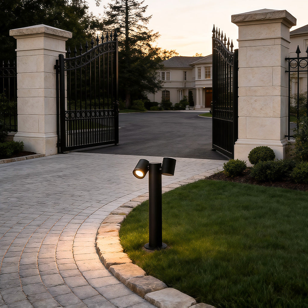 Double Rotatable Light Bollard - Outdoor Lawn Lighting Solution