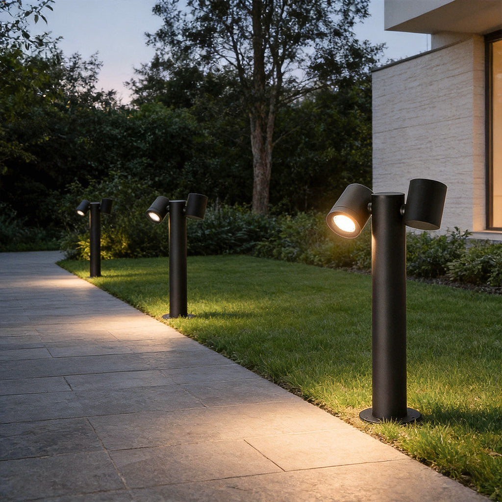 Double Rotatable Light Bollard - Outdoor Lawn Lighting Solution