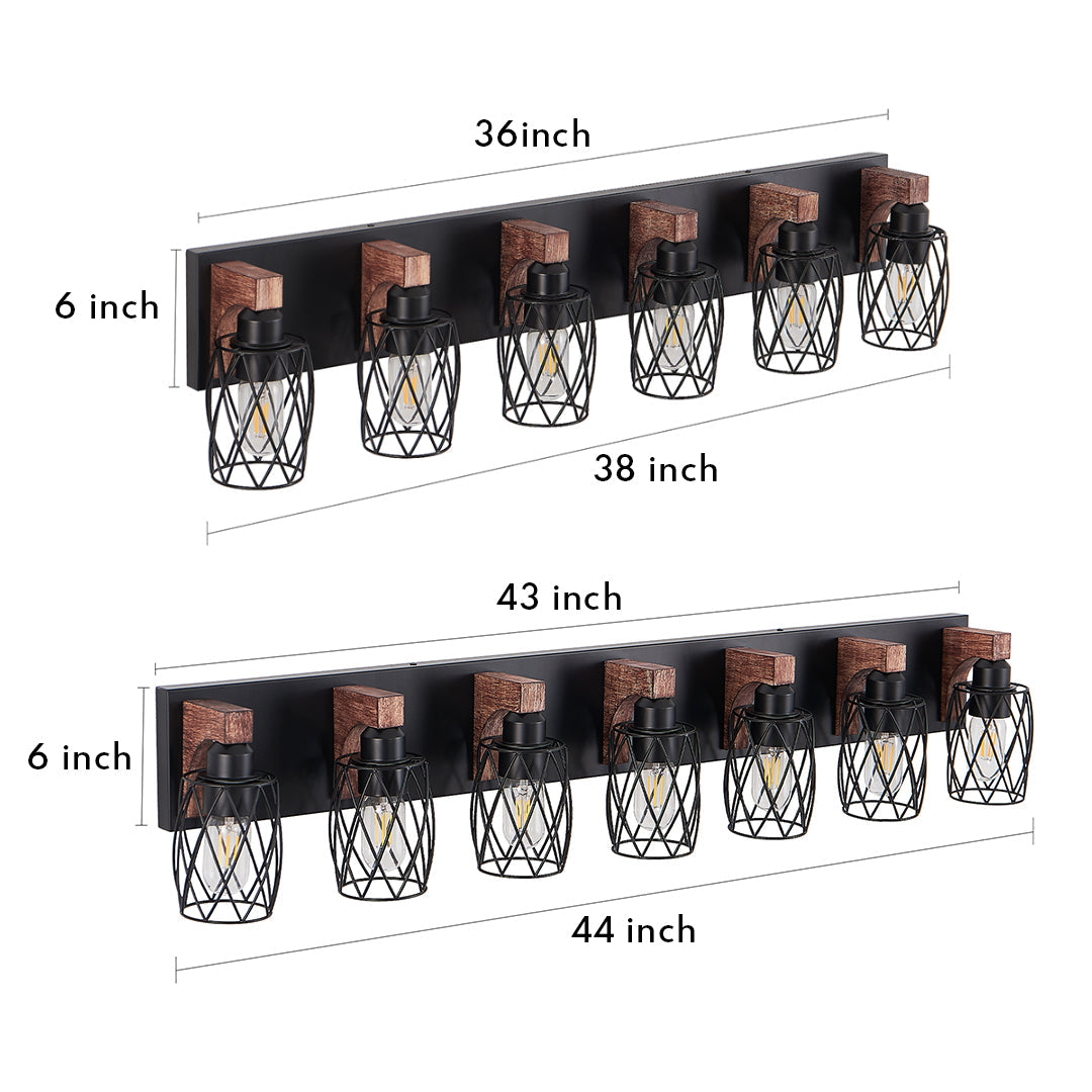 Black Vanity Bathroom Lights Metal Cage Mirror Lamp Industrial Style LED Sconce Lighting for Makeup Dressing Room Wall Fixtures Contemporary Decor Modern Design Galvanized Finish Decorative Lighting for Home Improvement