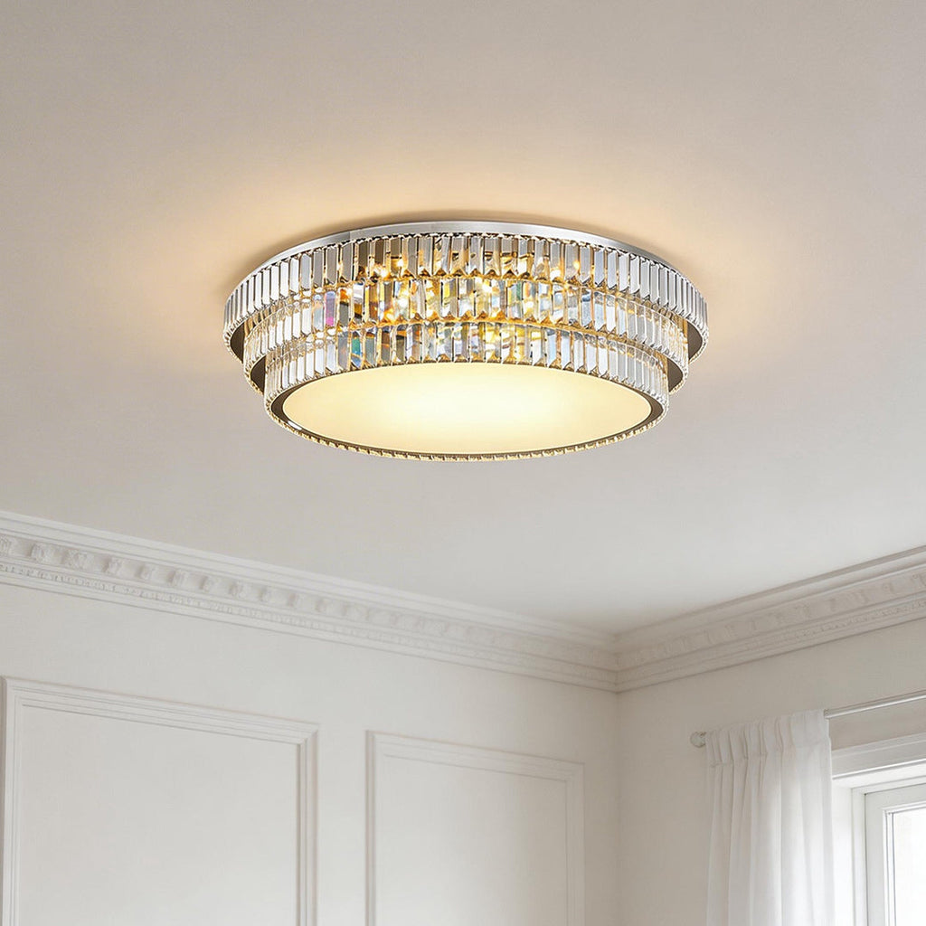 Luxury LED Flush Mount Crystal Lamp - Eye-Protecting Lighting for Home Decor