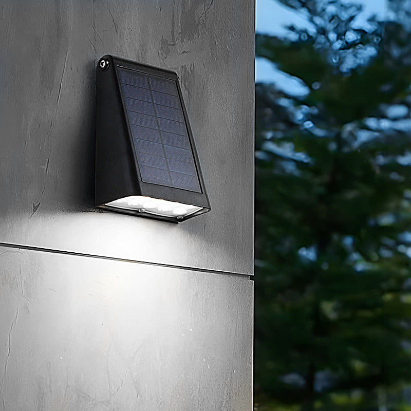 Modern LED Solar Down Light Wall Sconce - Waterproof Black Outdoor Lighting