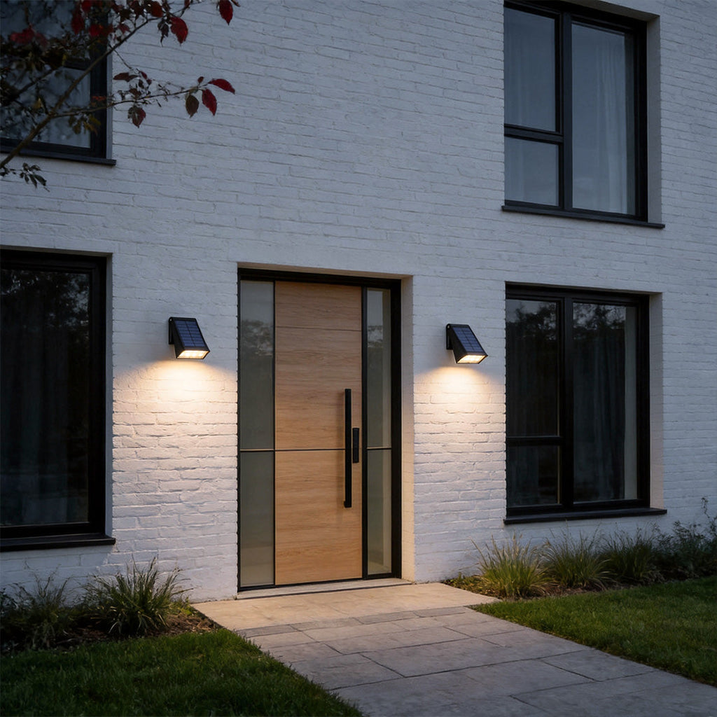 Modern LED Solar Down Light Wall Sconce - Waterproof Black Outdoor Lighting