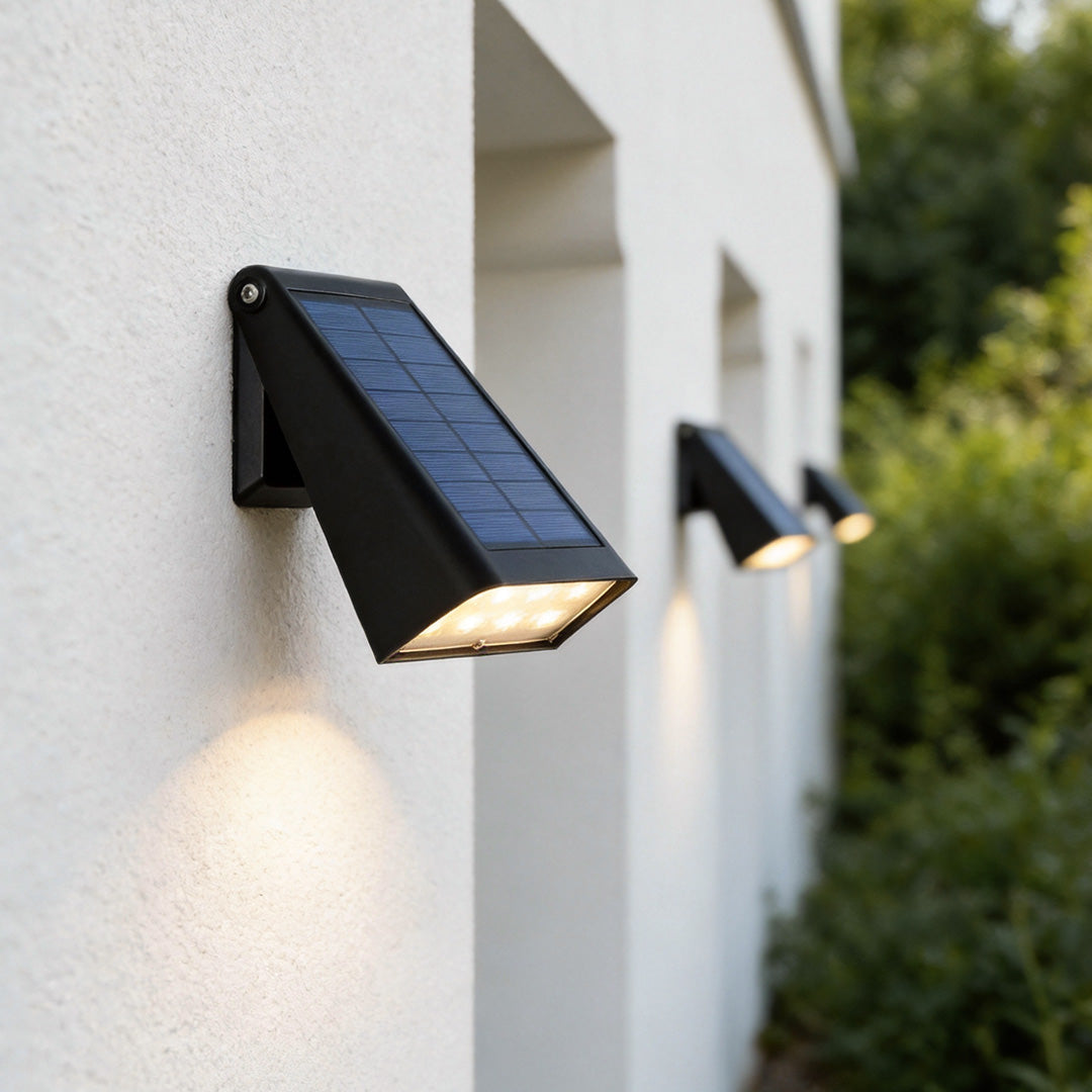 Modern LED Solar Down Light Wall Sconce - Waterproof Black Outdoor Lighting