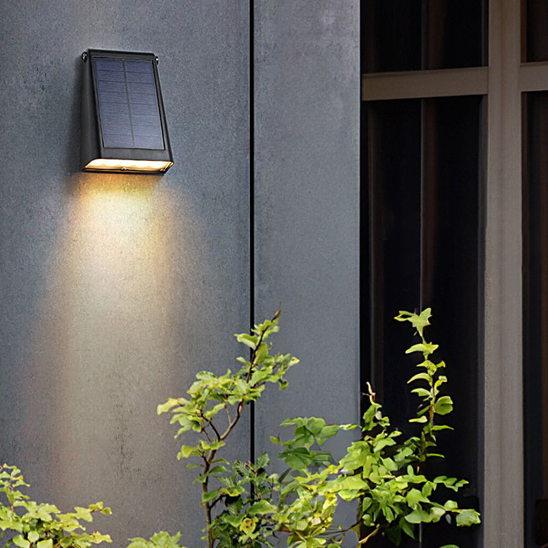 Modern LED Solar Down Light Wall Sconce - Waterproof Black Outdoor Lighting