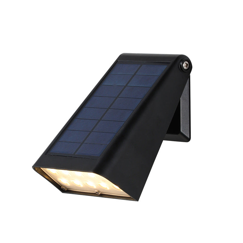 Modern LED Solar Down Light Wall Sconce - Waterproof Black Outdoor Lighting