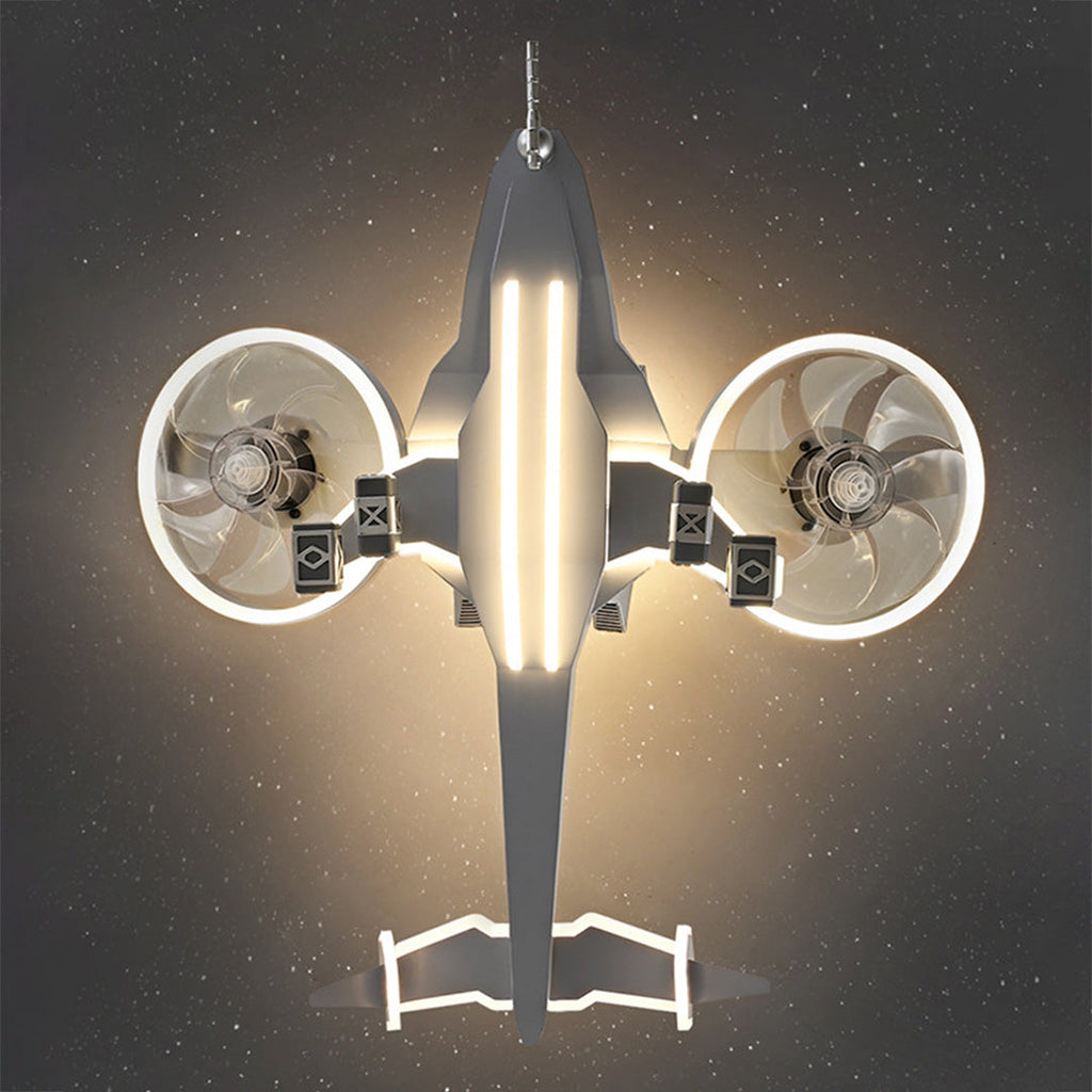 Fighter Jet Ceiling Fan Light – Kids Full Spectrum Aviation Design