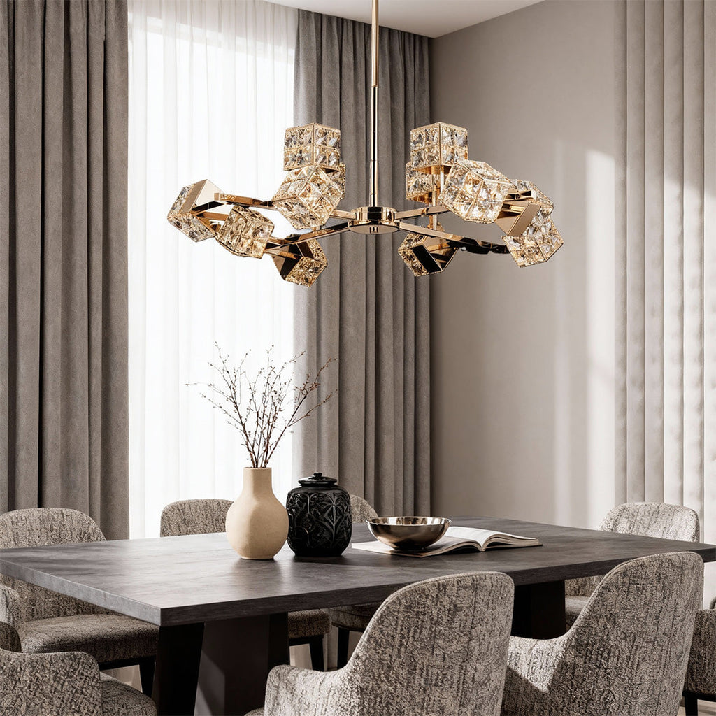 Luxury Crystal Cube Chandelier Modern Ceiling Light
