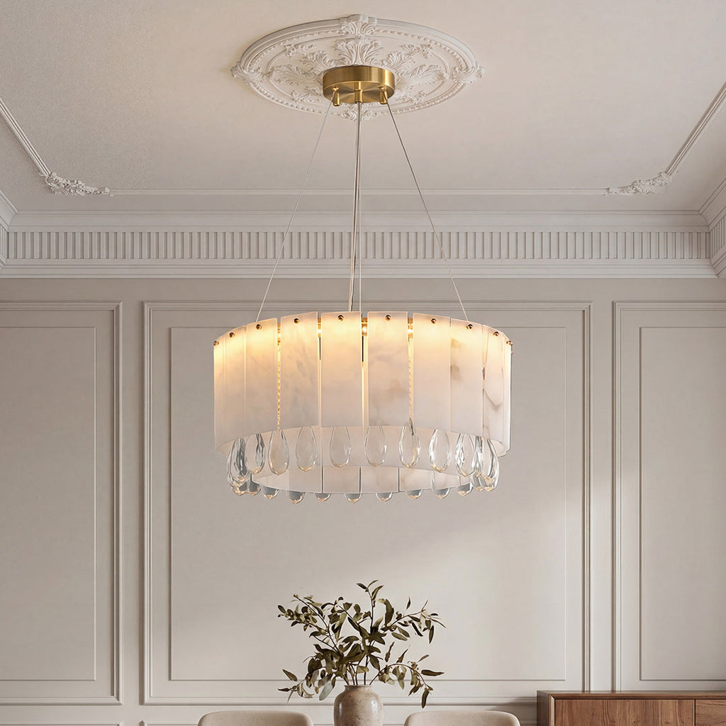 Modern Brass Chandelier Cloud Stone Ceiling Light