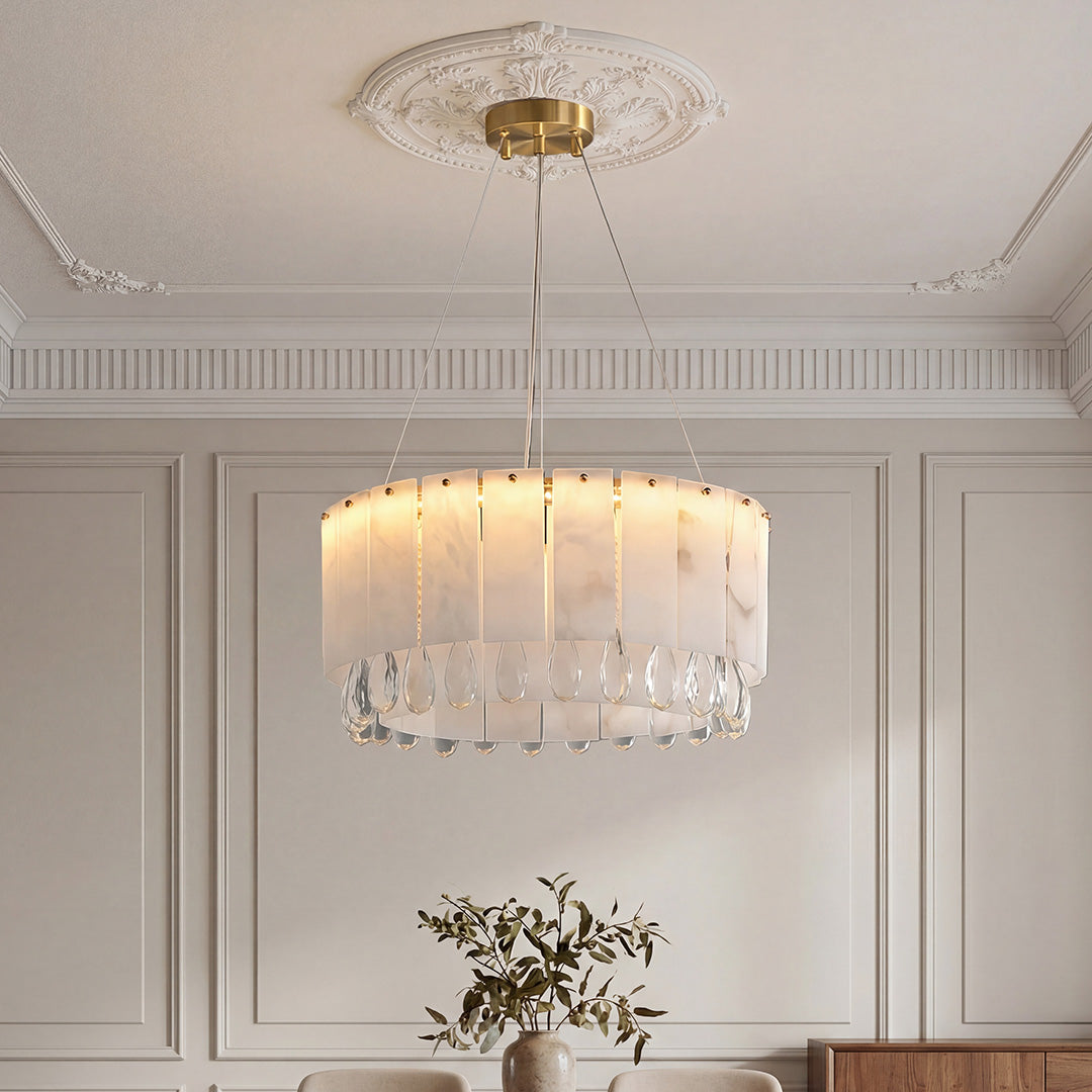 Modern Brass Chandelier Cloud Stone Ceiling Light