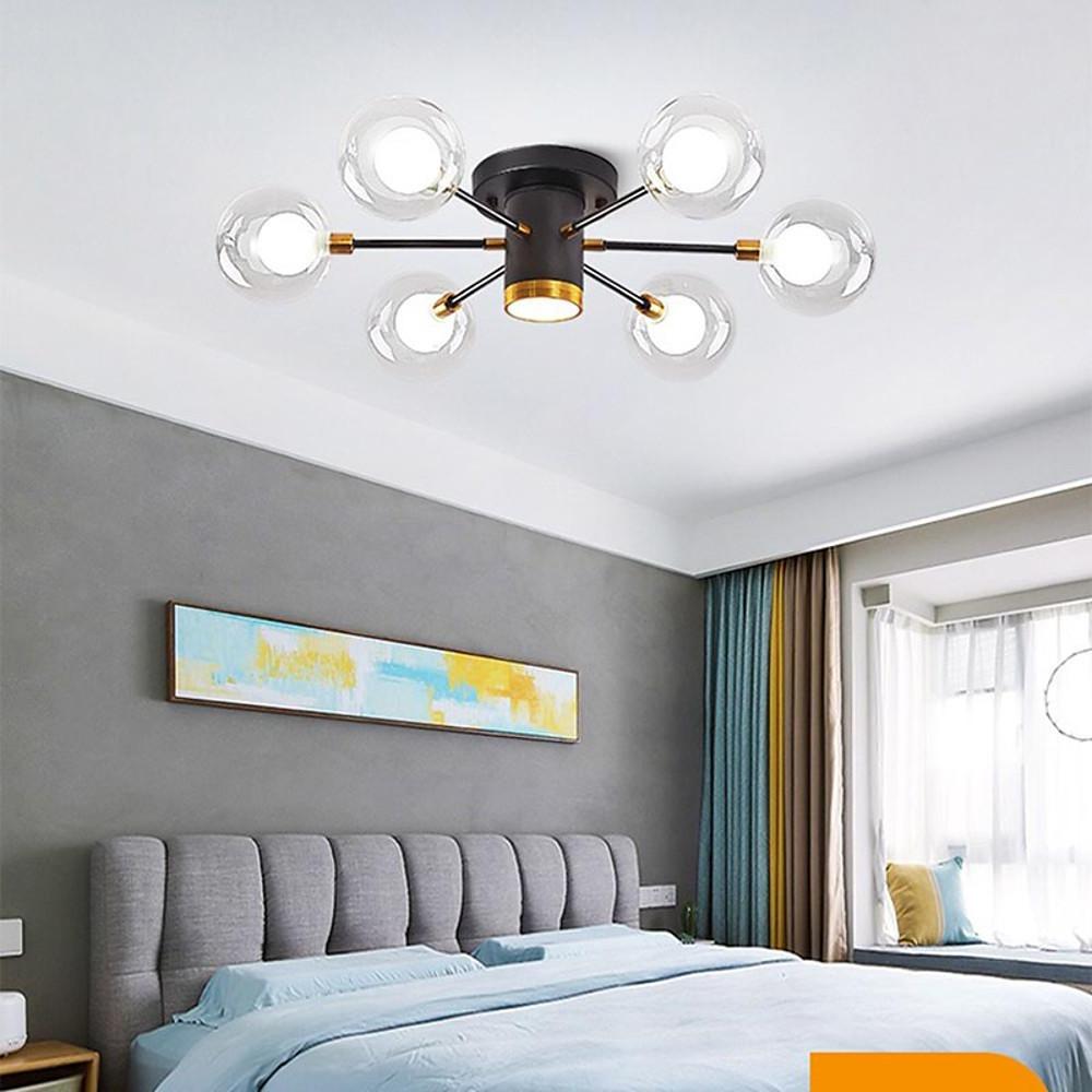 Globe Large Semi Flush Mount Metal Glass Ceiling Light