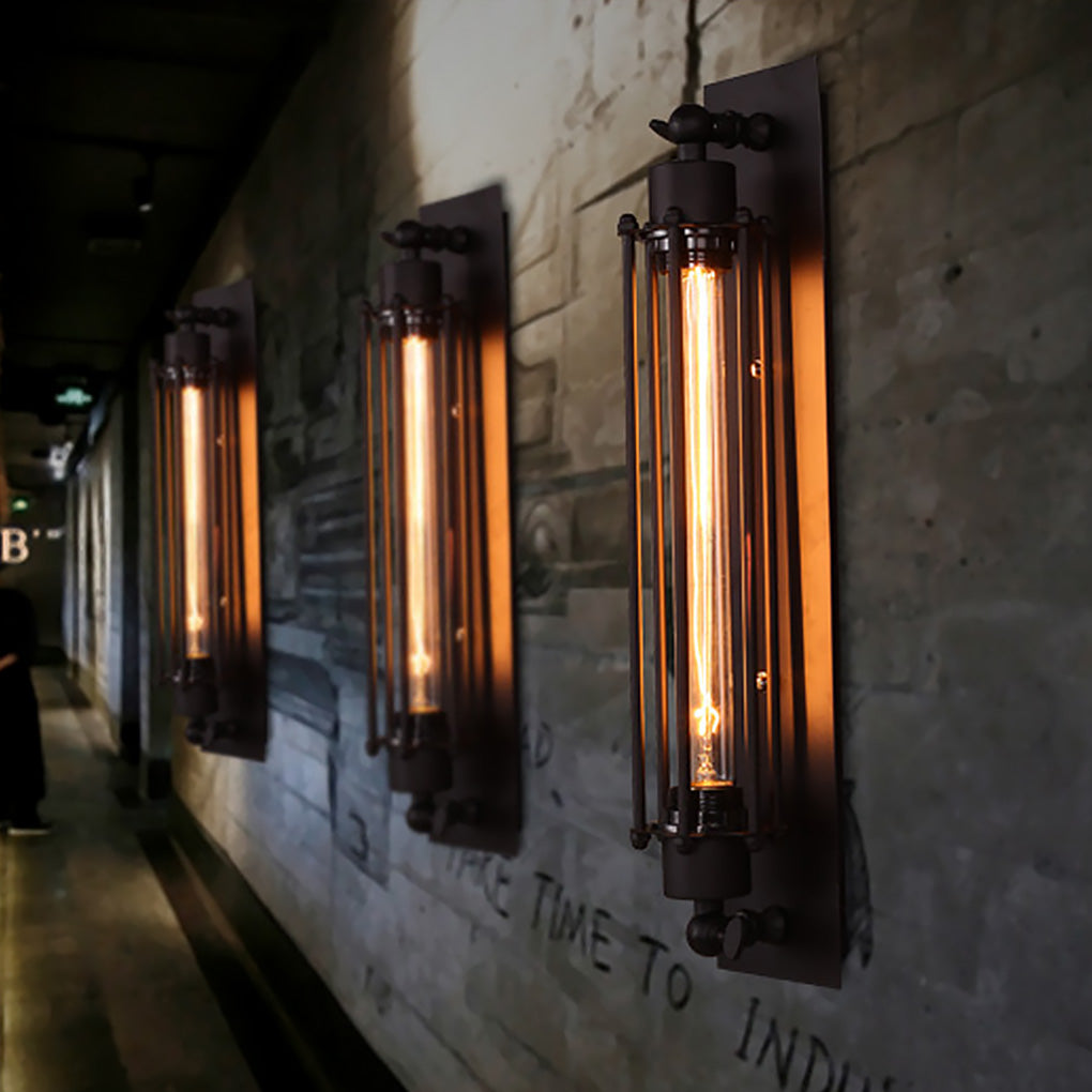 Vintage Industrial Black Iron Linear Wall Sconce