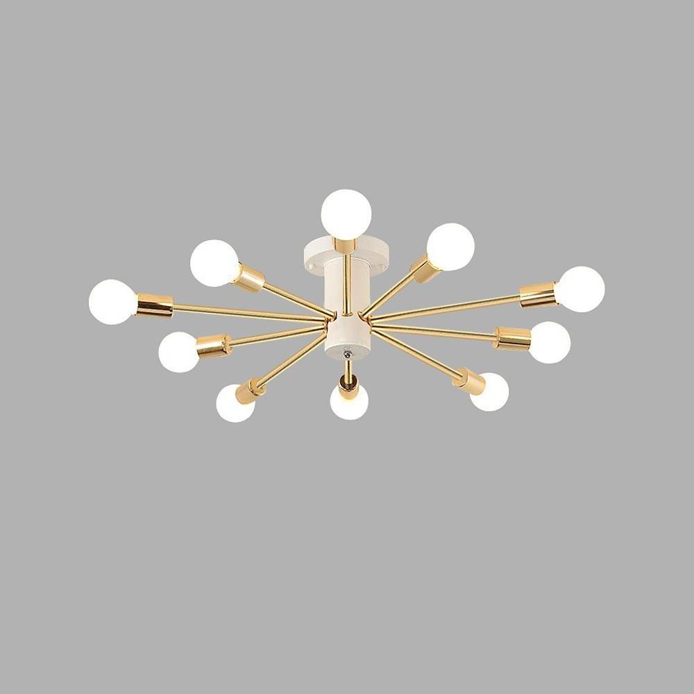 Industrial Sputnik Gold Chandelier for Living Room - Geometric Design Lighting Fixture