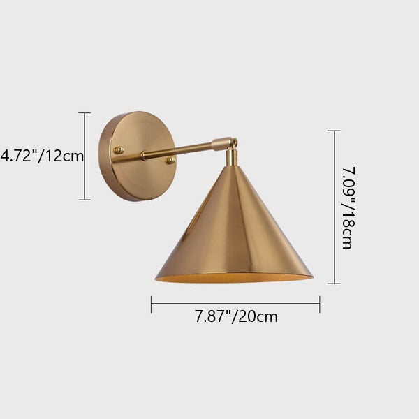 Industrial Iron Brass Cone Wall Sconce Lamp - 1-Light Contemporary Design for Living Room
