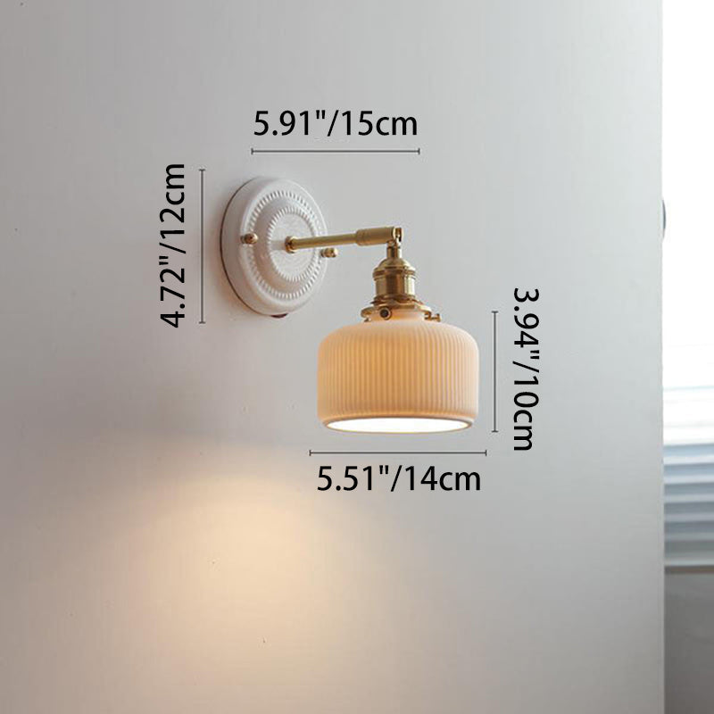 Traditional Vintage Round Ceramic Brass Wall Sconce Lamp for Living Room