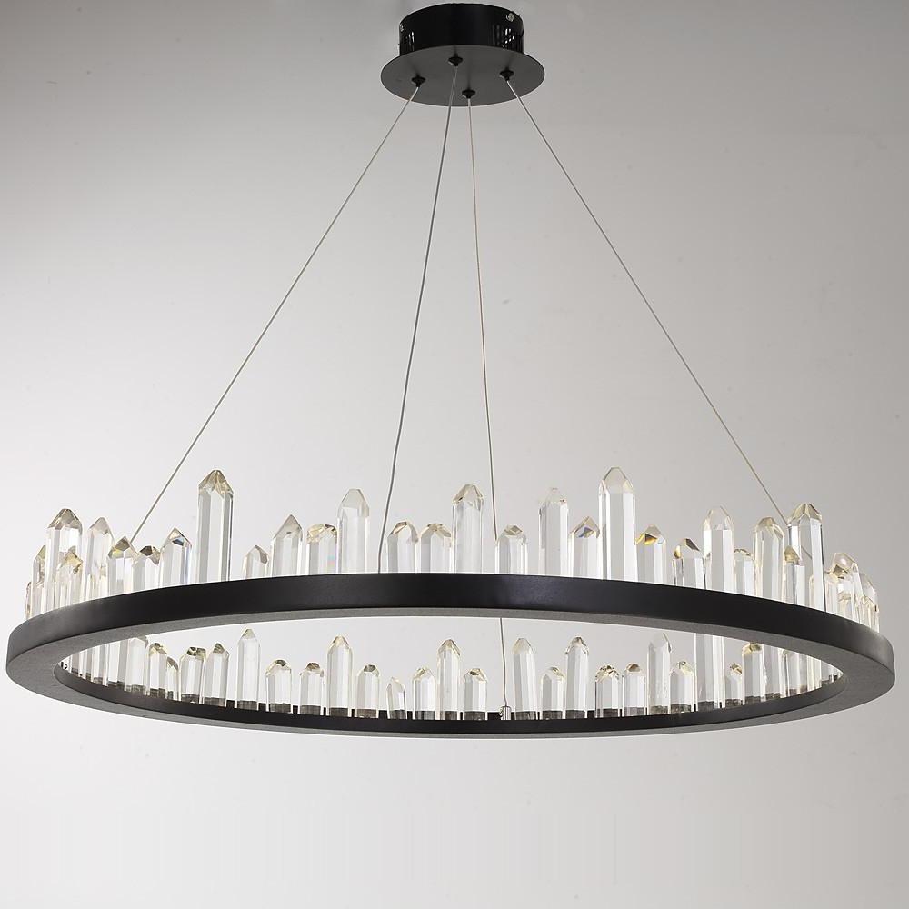 Circular Metal Crystal LED Pendant Chandelier - Adjustable Modern Lighting