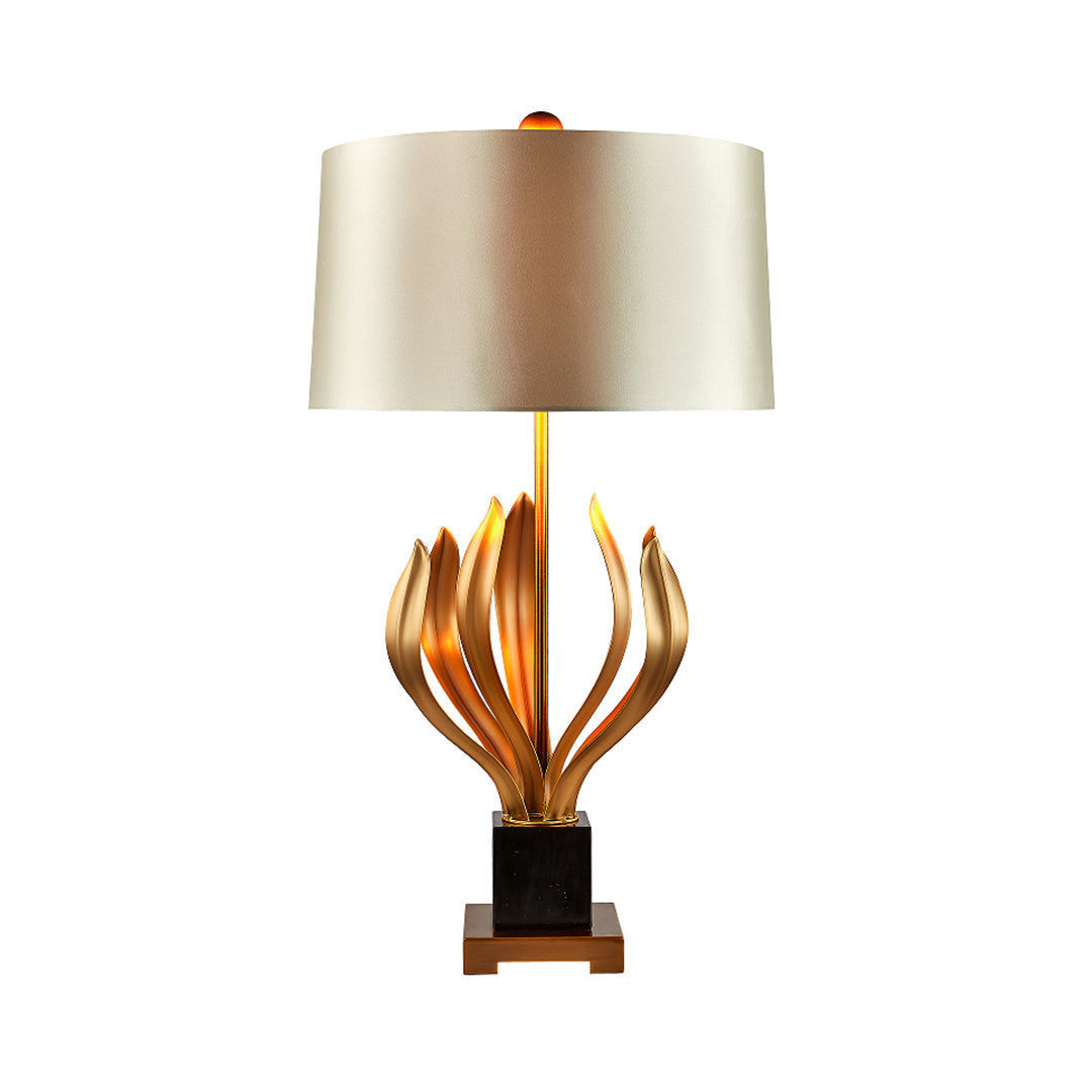 Vintage Metal Table Lamp with Fabric Shade - Elegant Nightstand Lighting