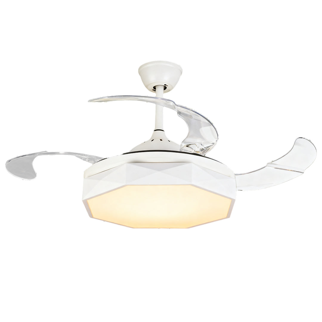 42-Inch Ceiling Fan with Light – White ABS Blades & Acrylic Shade
