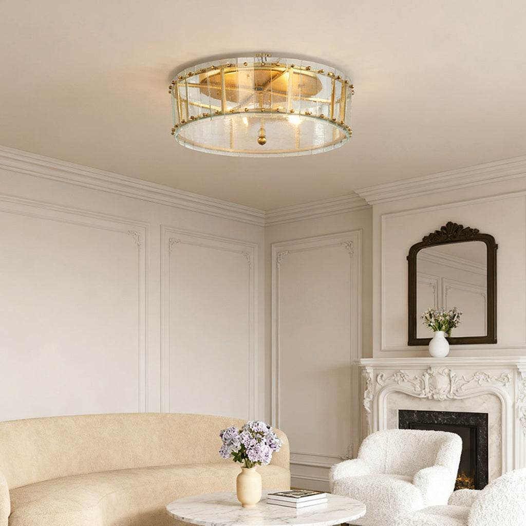 Flush Mount Gold Round Glass Light - Contemporary Luxury Lighting