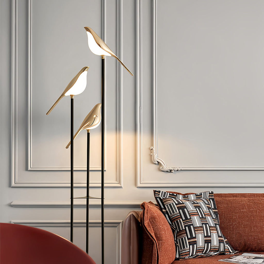 Bird Floor Lamp - 3-Head Contemporary Accent Lamp, Artistic Modern Lighting
