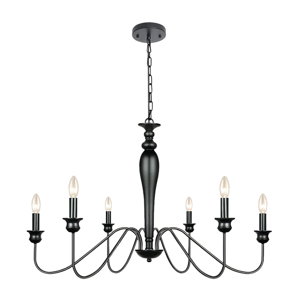 Black Candle Chandelier with Adjustable Chain Ceiling Light