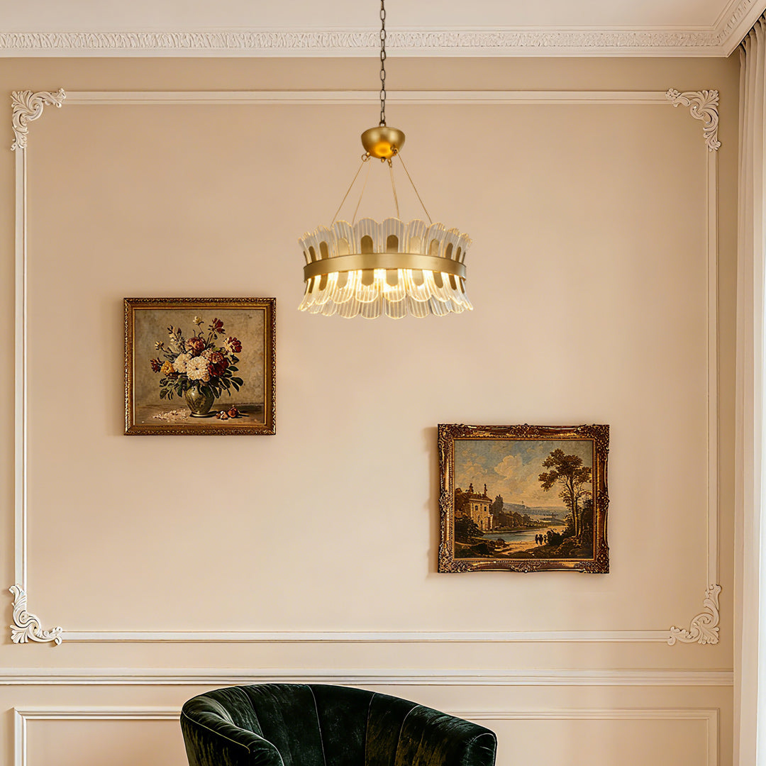 Gold Light Chandelier LED Round Luxury Adjustable Ceiling Fixture