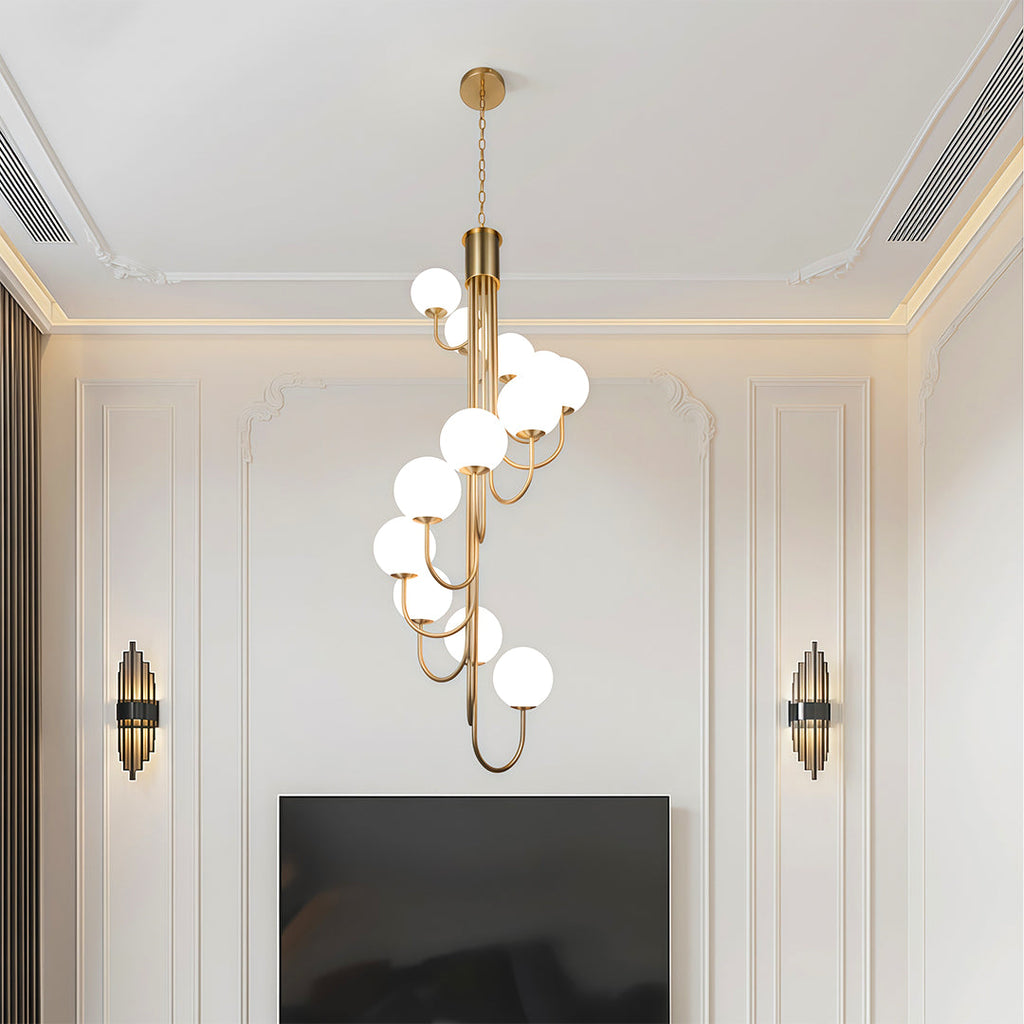 Spiral Globe Chandelier - Elegant French Ceiling Light Fixture