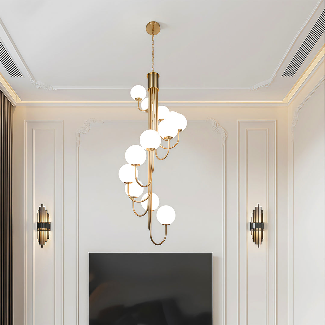 Spiral Globe Chandelier - Elegant French Ceiling Light Fixture