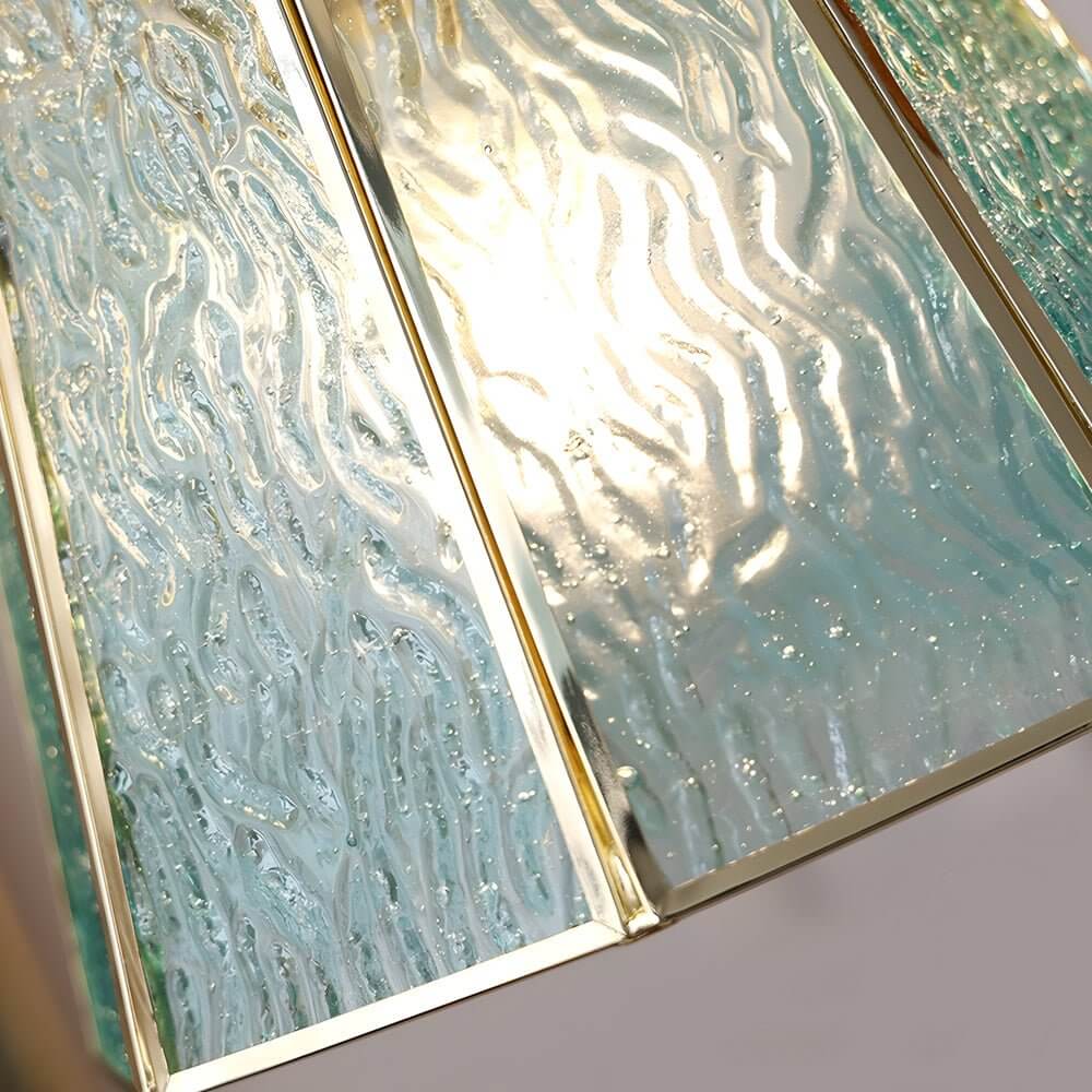 Elegant Brass Glass Polygonal LED Pendant Light - Adjustable Height Ceiling Fixture