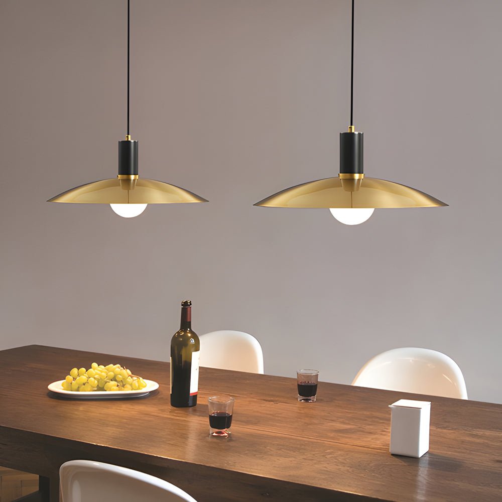 Brass Flared Pendant Light - Modern Elegant LED Ceiling Fixture