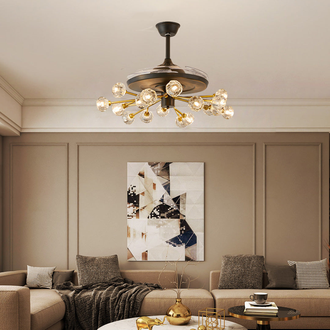 Nordic Crystal Invisible Ceiling Fan with Multiple Lights
