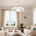 Nordic Luxury Ceiling Fan with Round Light - White Aluminum Body