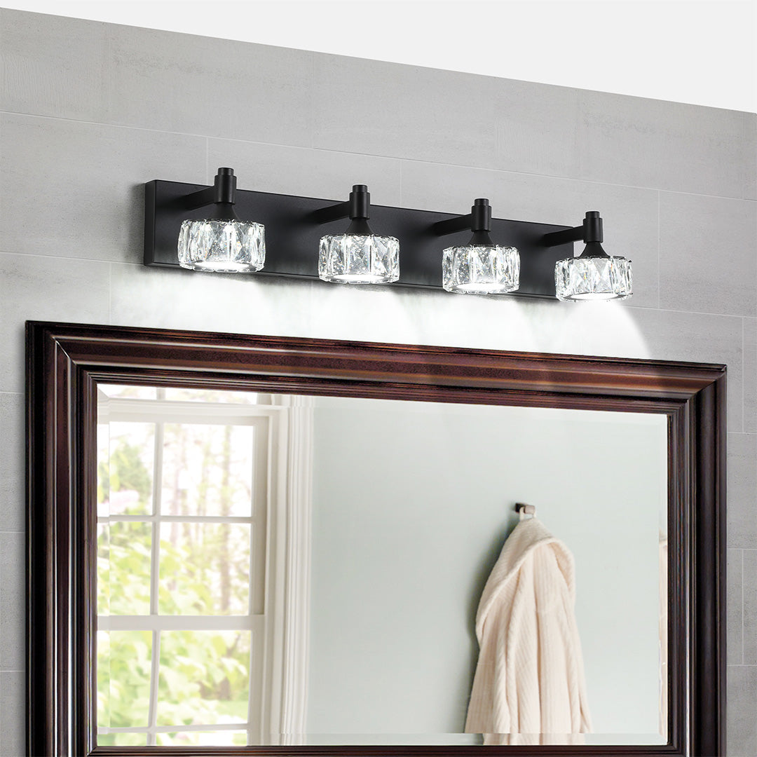 Modern Luxury Crystal Bathroom Vanity Light – Elegant Iron Lamp for Wall, LED Wall Sconce, Contemporary Lighting for Bath, Glamorous Makeup Mirror Light, Stylish Home Decor, High-End Fixture for Elegant Interiors