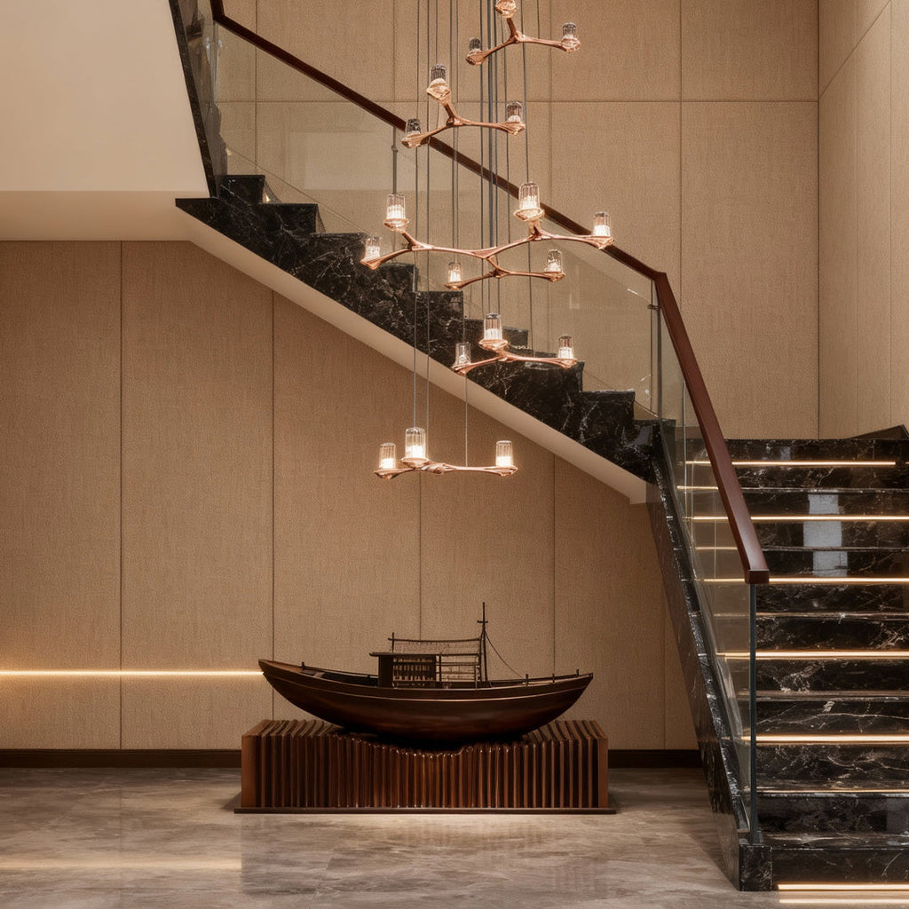 Crystal Staircase Chandelier - Nordic Creative Ceiling Light, Modern Home Decor, Elegant Illumination, Luxury Lighting Design, Contemporary Hanging Lamp