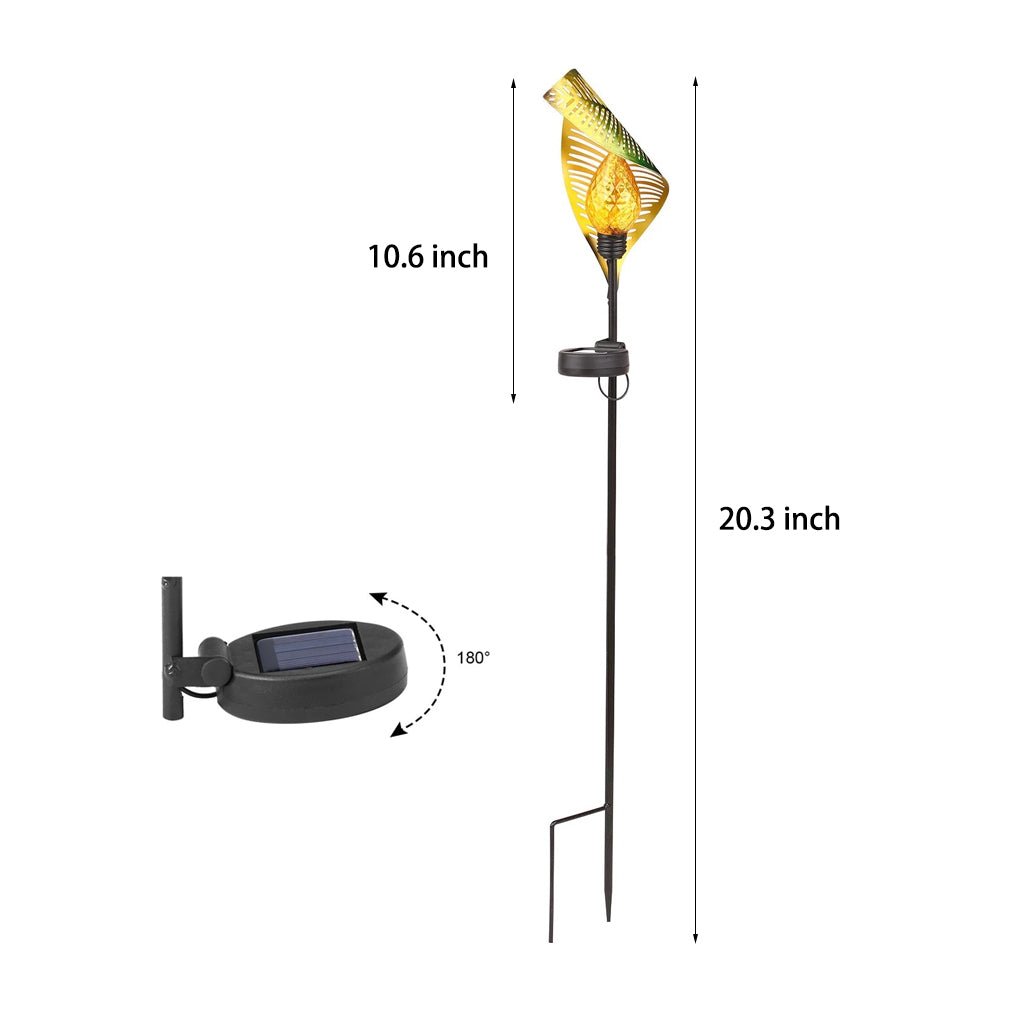 Elegant Curled Leaf Solar Lawn Light LED Metal Post Lamp