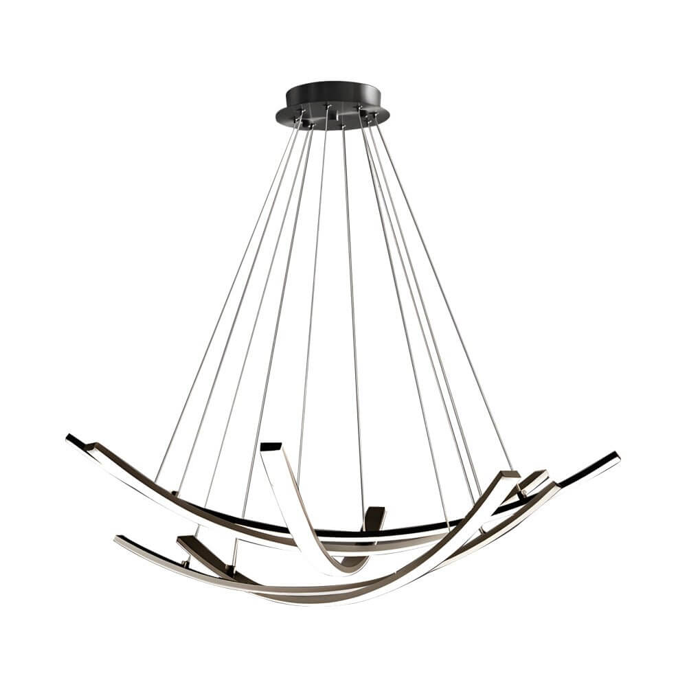 Elegant Curved Copper LED Pendant Light - Full Spectrum Lighting