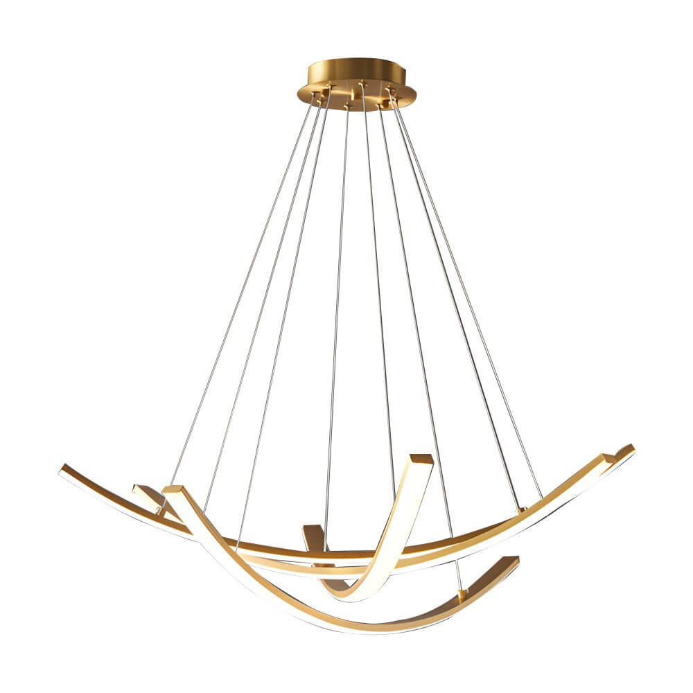 Elegant Curved Copper LED Pendant Light - Full Spectrum Lighting