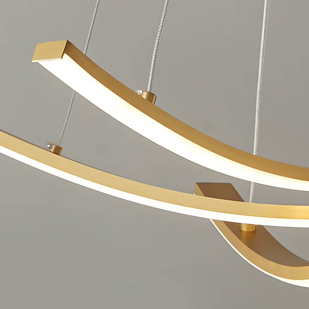 Elegant Curved Copper LED Pendant Light - Full Spectrum Lighting