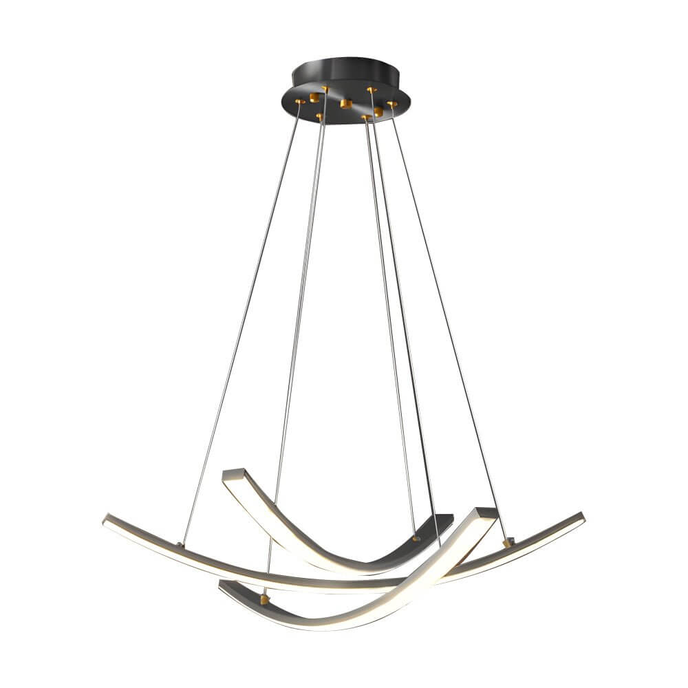 Elegant Curved Copper LED Pendant Light - Full Spectrum Lighting