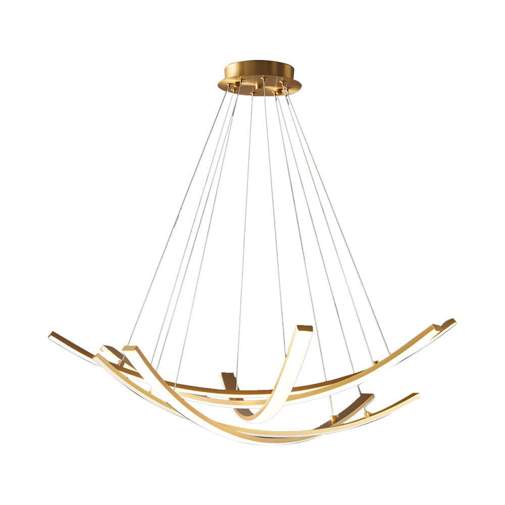 Elegant Curved Copper LED Pendant Light - Full Spectrum Lighting