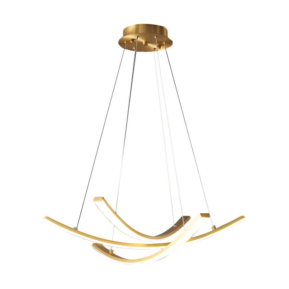 Elegant Curved Copper LED Pendant Light - Full Spectrum Lighting