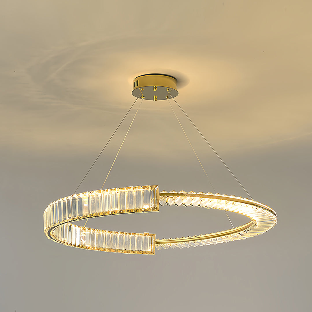Gold Crystal Chandelier Dimmable LED Modern Ceiling Light