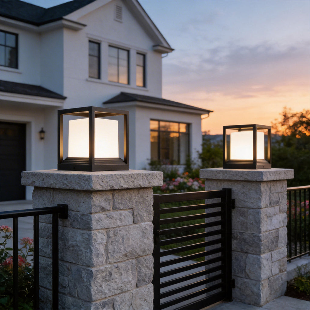 Minimalist Square Waterproof LED Garden Pedestal Light