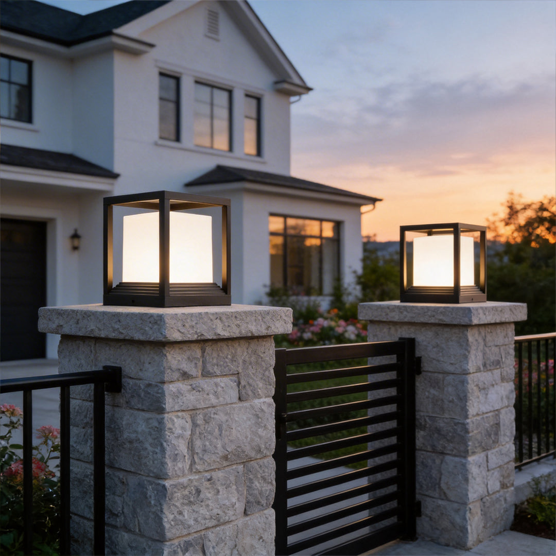 Minimalist Square Waterproof LED Garden Pedestal Light