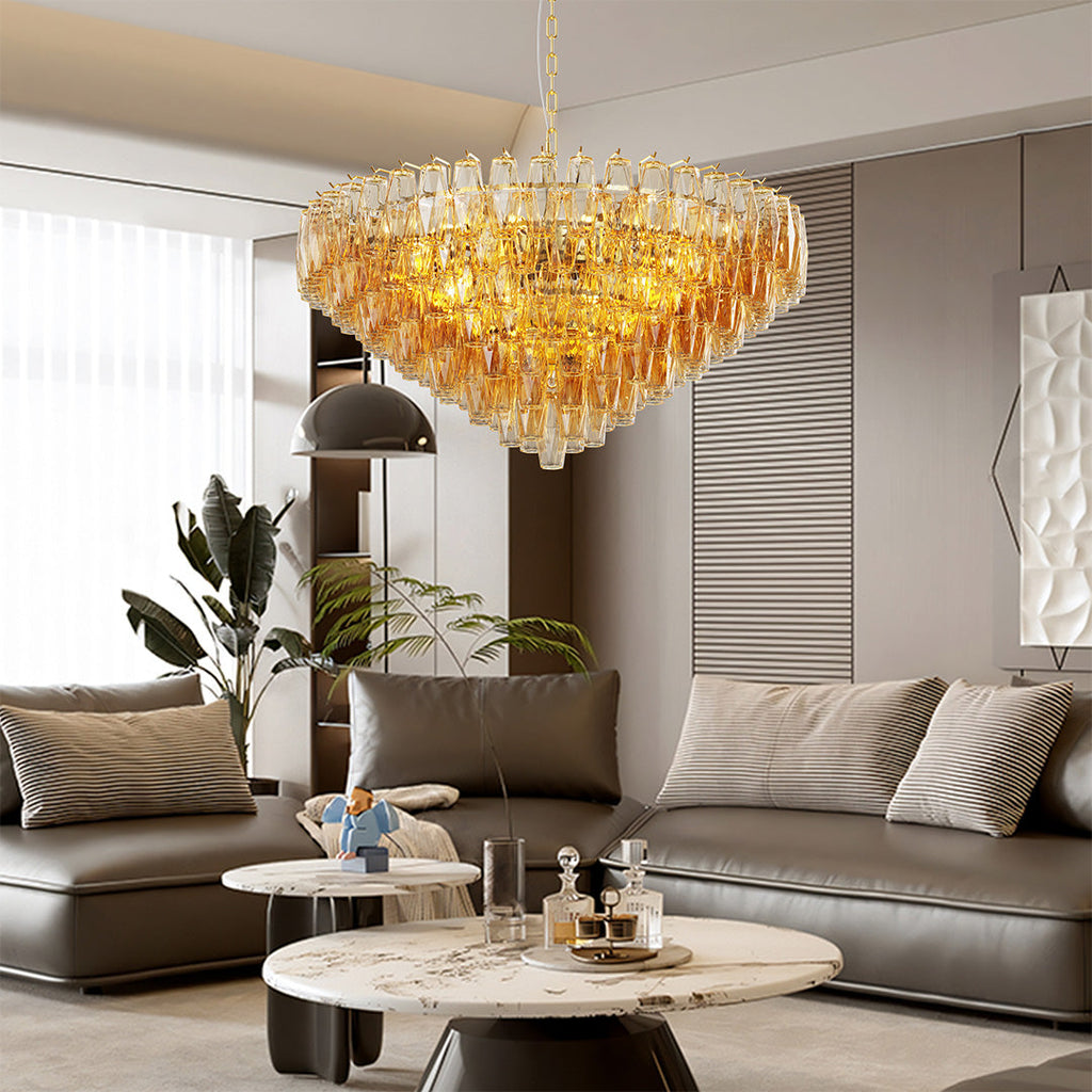 Luxury Glass Pendant Chandelier | Multi-Head Ceiling Lights