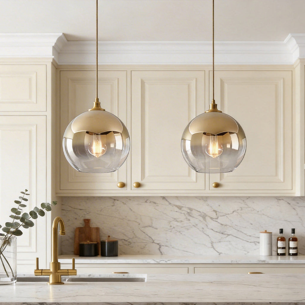 Modern Glass Round Pendant Light - Single Ball Ceiling Fixture