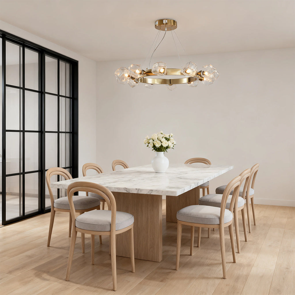Gold Round Chandelier with Polished Brass Ceiling Light